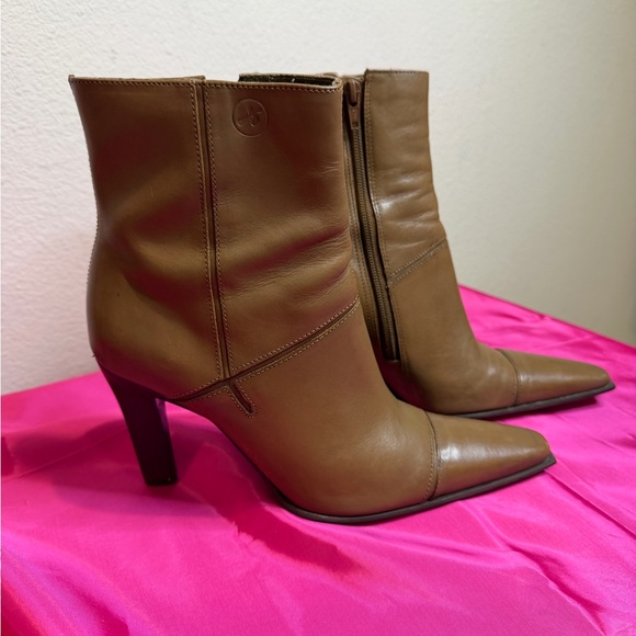 Bronx Shoes - Brown Leather Bronx Heeled Ankle Boots Bootie pointed-toe WM 8 trend streetstyle